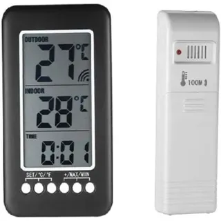 Pair 2-in-1 Funk-thermometer Mit Uhr Für Drinnen Und Draußen, Lcd-display, Digitale Temperaturanzeige (°C/°F) Mit Sender