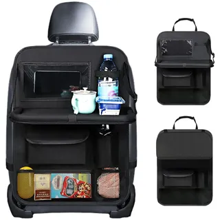 SLshiBo Auto Organizer Rücksitz mit Tisch Autositz Organizer Auto Rückenlehnenschutz Kinder mit Touchscreen Multifunktionale Wasserdicht Rücksitz Organizer für Auto - Schwarz