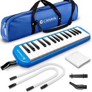 CAHAYA 32 Tasten Melodica für Kinder Melodica Instrument mit Tragetasche geeignet für Anfänger Studenten, musikalisches Geschenk für Jungen und Mädchen, Blau CY0050-2