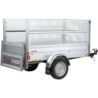 STEMA PKW-Anhänger Basic 750 Kippsdeichsel, max. 554 kg, 2-tlg., inkl. Gitteraufsatz silberfarben