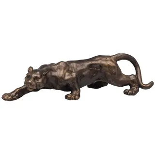 Aubaho Dekoobjekt Figur Panther Leopard Puma Skulptur Jaguar Eisen in Bronze Optik sculp