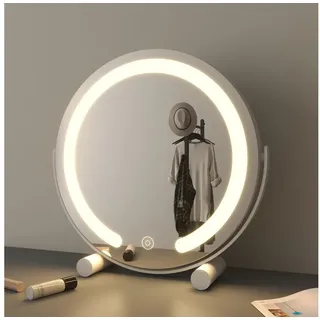 Boromal WDWRITTI Dimmbarer Schminkspiegel mit Beleuchtung LED Kosmetikspiegel, Tischspiegel 3 Lichtfarben Dimmbare Helligkeit, Stehend 360° Drehbar Make Up Mirror mit Touchschalter, Weiß