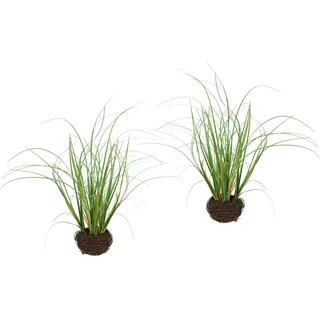 Künstliches Gras im Reisig Nest Grasbusch Gräser Kunstgras Kunstpflanze Ziergras Grünpflanzen Dekogras Grasbüschel Ziergras Solitärgras Deko Grasarrangement Dekopflanze Pflanzendeko Pflanze, 25 cm