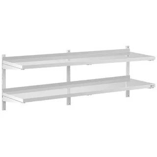 Royal Catering - Wandbord Doppel Wandregal Edelstahl Regal 2 Ablagen Hängeregal 180 x 40 cm