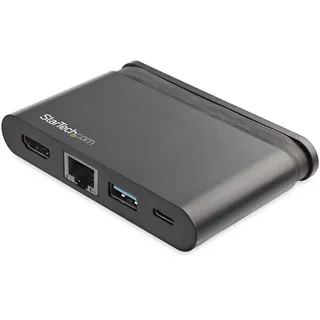 Startech USB C Multiport Adapter - 4K HDMI - 100W PD 3.0 Pass-Through, 1x USB-A, 1x USB-C, GbE - Thunderbolt 3 und USB Type C to Et