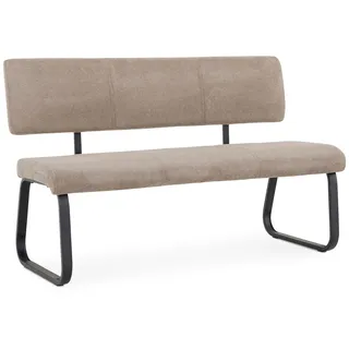 IDIMEX Esszimmerbank Vilas für 3 Personen mit Stoffbezug, Hellbraun - schwarzes Metallgestell, Sitzbank für Esszimmer mit Rückenlehne komfortabel gepolstert, Essbank für Küche