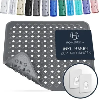 Homerella Duschmatte rutschfest - 100% BPA frei - Inkl. 2 Haken zum Aufhängen 53x53cm, Antirutschmatte Dusche hautsensitiv & schimmelresistent, - Duscheinlage maschinenwaschbar