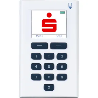 HeiTrade Digipass 882 QR Chip-TAN-Generator, Foto, für Online-Banking | Nur für Sparkasse, BW-Bank, und DKB (DKB nur mit der kostenpflichtigen Girocard), Weiß/Blau
