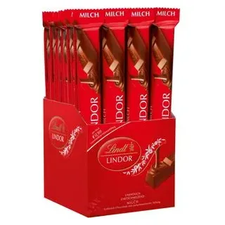 Lindt Lindor Vollmilch Sticks, Vollmilch-Schokolade, 24 Schokoladenriegel à 38 g, 24er Pack (24 x 38 g)