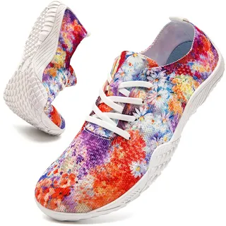 MGNLRTI Barfuss Schuhe Damen Barfußschuhe Sportschuhe Laufschuhe Hallenschuhe Bequeme Minimalistische Freizeitschuhe Sneaker Damen Mehrfarbig Größe 41 EU - 41 EU