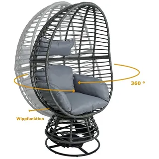 Estexo Polyrattan Loungesessel Schwingsessel Rattan Sessel Relaxsessel Stuhl Anthrazit