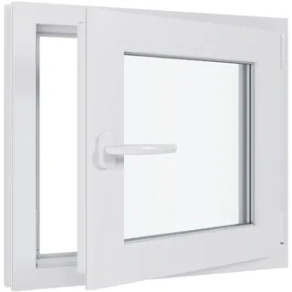 Kunststofffenster Kellerfenster Fenster - 3-fach Verglasung - weiß/weiß - 500x400 mm DIN Links