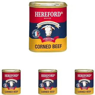 Hereford Corned Beef 200 g I gepökeltes Rindfleisch zerkleinert und in eigenem Saft gekocht I original Hereford Corned Beef I ausgewähltes Rindfleisch (Packung mit 4)