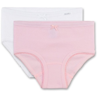 Sanetta Mädchen 2er Pack Hipslip - Slip Unterhose, einfarbig Weiß/Rosa 140