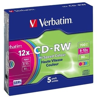 Verbatim CD-RW 700MB 12x Hi-Speed Colour 5er Slimcase