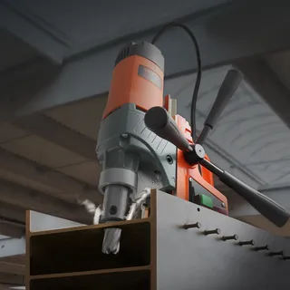 Vevor Profi Kernbohrmaschine Magnetbohrmaschine Magnetkraft 12500 N, 850 U/min 1450 W Magnetbohrmaschine 40 mm Max. Bohrdurchmesser, Magnetkernbohrsystem für Schiffsbau, Brückenbau usw. Orange