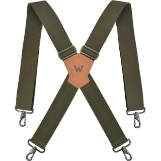 Grüne Hosenträger für Herren, 5,1 cm breite Hosenträger, Arbeits-Hosenträger, Hosenträger Militär, Camo-Hosenträger für Männer, Hosenträger mit Gürtelschlaufen, robuste Arbeits-Hosenträger, - 2" Wide Strap For Body Size Up To 6.4 Feet