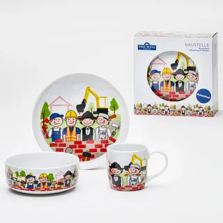 VAN WELL Kindergeschirr Set 3-teilig Baustelle