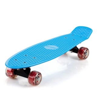 monzana Skateboard mit LED-Rollen, Monzana Skateboard 22 Zoll ABEC 7 Retro Pennyboard 100kg belastbar rot mit LED-Rollen