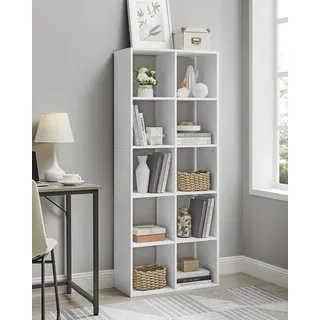 VASAGLE Bücherregal 10 Fächer Weiß