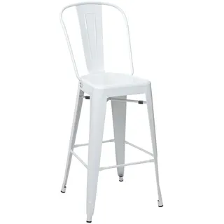 Proregal Barhocker mit Lehne Sitzhöhe 77cm Metall Industriedesign Weiß Barstuhl Tresenhocker mit Lehne