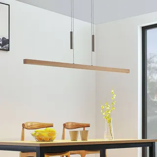 LUCANDE LED-Holz-Balkenpendellampe Tamlin, buchefarben