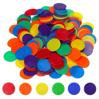 OIXEYA 100 Stück Pokerchips aus Kunststoff, Bingo-Chips, Wertmarken Chips, Autoscooter Chips, Spielchip für Zählchips für Kinder (25 mm, 6 Farben)