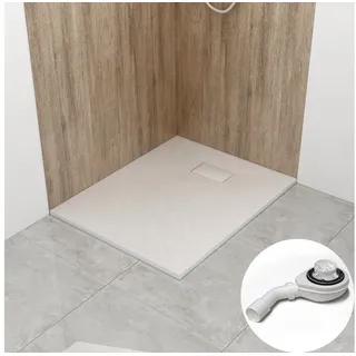 WITEN&NOCK 90x70 cm SMC Duschwanne weiß Steinoptik mit Siphon 90mm - WITEN&NOCK