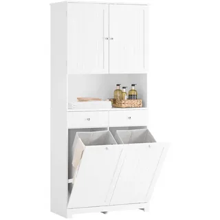 SoBuy BZR215 Badschrank 78 x 181 x 38 cm Weiß Holzwerkstoff