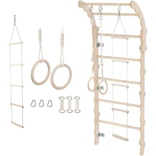 MAMOI® Klettergerüst Indoor, Sprossenwand für kinderzimmer, Turnringe Kinder für Klettern, Kletterwand und spielgeräte, Turngeräte mit Klimmzugstange für drinnen, Sportgeräte