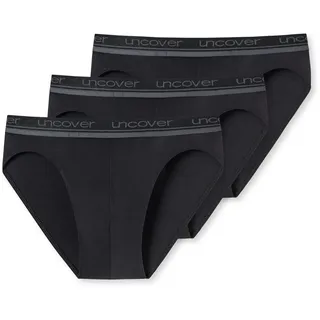 SCHIESSER UNCOVER by SCHIESSER Herren Slips im Pack - Rio Slip, Serie "Uncover", Logobund Schwarz S