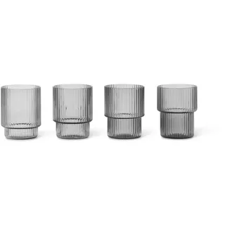 Ferm Living - Ripple Trinkglas small, smoked grey (4er-Set)