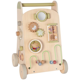 howa Lauflernwagen Holz Little Woods, Laufwagen ab 1 Jahr für erste Gehversuche, Lernlaufhilfe Baby, effektives 2-in-1 Motorikspielzeug Lauflernwagen im liebevollem Walddesign 6026