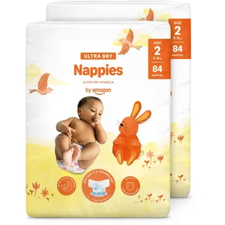 by Amazon Ultra Dry Windeln Größe 2 (3-6 kg) - MONATSBOX, Weiß, 168 Stück (2 Packungen mit 84) (Früher Unter Der Marke Mama Bear, Identisches Produkt)
