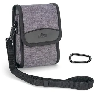 KIWIFOTOS Kameratasche, kleine Kameratasche mit Karabiner und Schultergurt, Schulterkameratasche kompatibel mit(13,9 x 7,9 x 5,1 cm) ch, grau, Taschen-Organizer