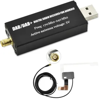 Rimoody DAB DAB+ Auto Empfänger Adapter DAB Antenne Digital für Autoradio Empfänger Adapter mit Antenne DAB+ USB 2.0 Dongle Tragbares Externe DAB+ Antenne DAB DAB+ Box Radio Tune für Android Autoradio