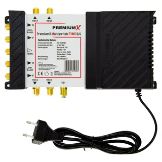 Premium X PremiumX PXMS 5/4 Multischalter mit Netzteil Multiswitch 1 SAT für 4 Teilnehmer