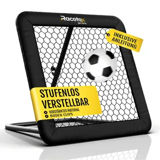 Racetex Rebounder für Fußball 100x100 cm [MIT Cover] - Fussball Rebounder mit robuster Konstruktion - Stufenlos Verstellbar - Fußball für Schuss-, Pass- und Ballannahme Training (Black.)