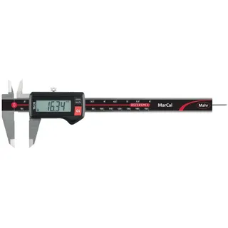 Mahr Federal 4103010 16 ER Digital Caliper, Range In/mm, 0-6'', 0.0005'' Resolution, Round Depth Rod, No Output, Black/Red by Mahr Federal