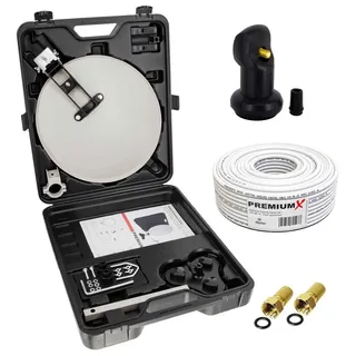 PremiumX Camping SAT Anlage 10cm Schwarz Single LNB + Masthalterung