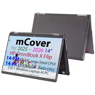 mCover Hartschalen-Schutzhülle, nur kompatibel mit 2025+ 14 Zoll HP OmniBook X Flip 14-FMxxxx 14-FKxxxx 2-in-1 (mit 360°-Scharnier) Windows-Laptop (Nicht für andere HP-Modelle), Schwarz