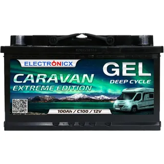 Electronicx Gel Batterie 12V 100Ah Caravan Extreme Solarbatterien Gel-Technologie 12V Akku Solar, Solarbatterie Bootsbatterie Battery Wohnmobile, Wohnwagen 100 Ah