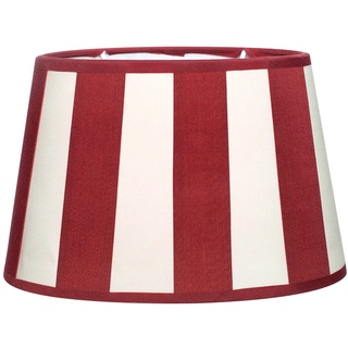 Brillibrum Design Lampenschirm gestreift Tischlampenschirm mit Streifenmuster für Lampenfassung E27 E14 Streifen Design Tischleuchte oval rund Stoff (Oval: 22x15x15cm, Rot - Creme)