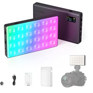 SMALLRIG Led Videoleuchte RGB, 5000mAh Fotolicht mit OLED-Bildschirm, Cold Shoe Mount und Diffusor, 1500Lux@0.3m 2500K-8500K Ganzmetallkamera-Dauerlicht mit 12 Lichteffekte, RM120-3808