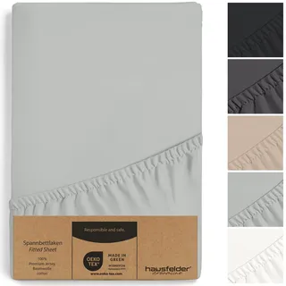 Hausfelder Spannbettlaken Jersey-Baumwolle 180 x 200 - 200 x 200 cm Grau