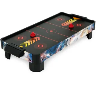 Airhockeytisch für Kinder ab 6 Jahre, Airhockey Game für Tisch mit Gebläse/Motor, Air Hockey Table Top Tischauflage für 2 Spieler inkl. 4x Pusher, 4x Pucks, Torzähler, Zero-G Battle 102x52x20 cm