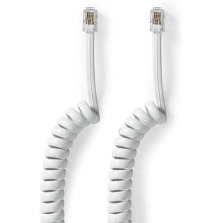 CABLEPELADO Telefonkabel, RJ10-Kabel, RJ9-Kabel, RJ22-Kabel, Telefonkabel, Telefonkabel, Spiralkabel, Spiralkabel, 4 Drähte 4P4C, 2 Meter gedehnt, Weiß