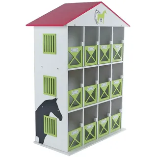 Kids Globe Horses Pferdehotel (bietet Platz für 12 Pferde, Maßstab 1:24, Pferdehotel, Kinder Bauernhof Zubehör, Spielzeug Bauernhof, Pferde Spielzeug) 610308