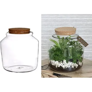 NaDeco Pflanzen-Terrarium aus Glas, mit Korken, in Zwei Größen wählbar | Pflanzenterrarium | Flaschengarten | Glas Terrarium für Pflanzen | Biosphären-Glas | Pflanzenglas, Größe:Ø18 h.18 cm