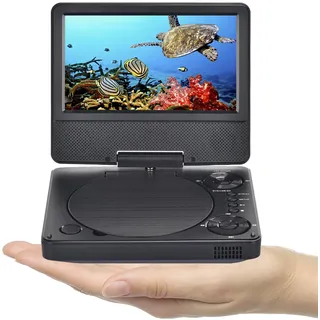 YOOHOO 9,5" Mini tragbarer DVD Player für Auto und Kinder mit Bildschirm 7,5" HD Bildschirm,mit akku, unterstützt alle Regionen, mehrere Regionen, Auto DVD Player für Kinder, Kopfhörer/SD/USB